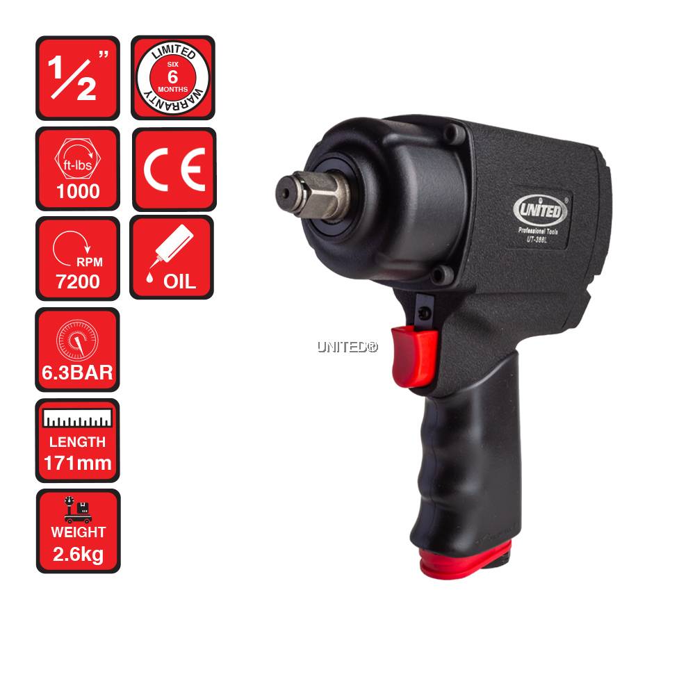 UT-388L 1/2" Air Impact Wrench (1000ft/lbs) - Malaysia Automotive Tools