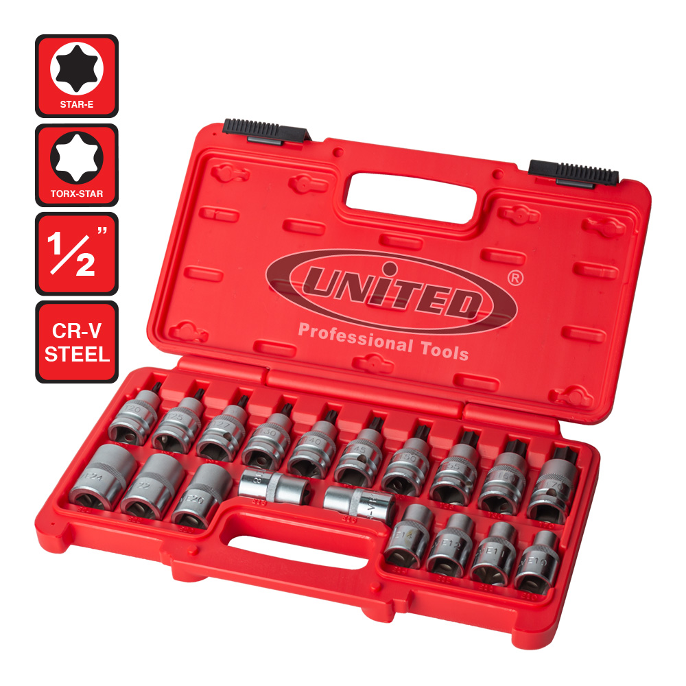 Complete 19Piece 1/2" Torx Bit Socket & ESocket Set