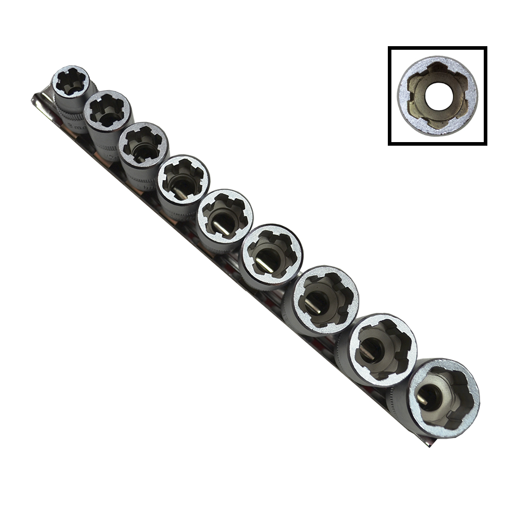 9Piece Bolt Extractor Socket Set for Easy Screw Removal