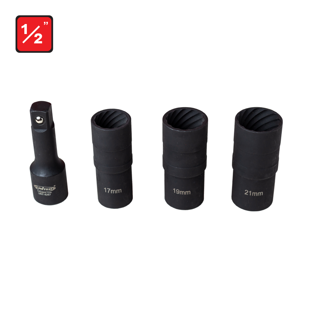 1/2" Drive 2Way Twist Socket Set Remove Worn or Rusty Wheel Nuts