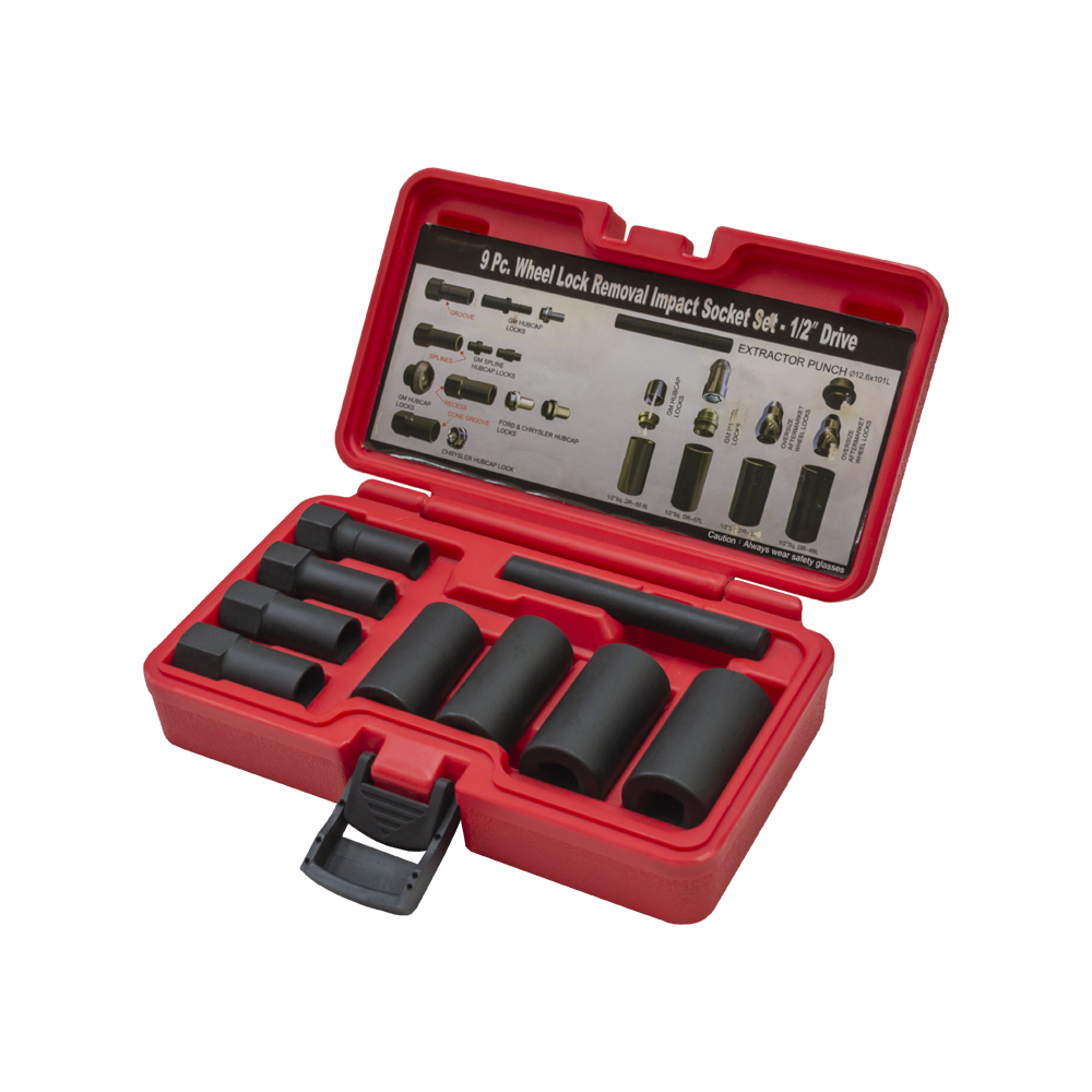 Effortless Wheel Lock Removal UNT1131 9Piece Socket Set for Hub Cap Locks